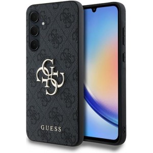 Guess case for Samsung Galaxy A35 GUHCSA354GMGGR black HC PU big 4G metal logo