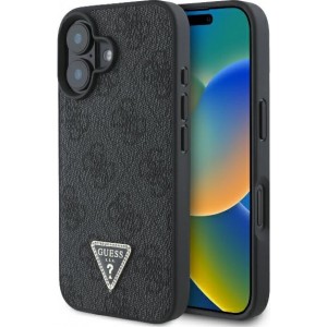 Guess case for iPhone 16 Plus 6,7" GUHCP16MP4TDPK Leather 4G Triangle Strass black MagSafe