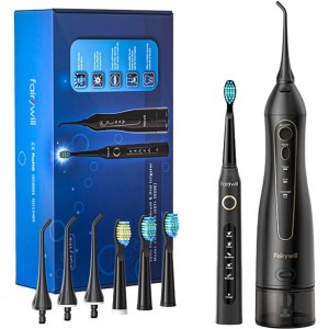 Fairywill Sonic toothbrush with tip set and water fosser FairyWill FW-507+FW-5020E (black)