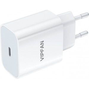 Vipfan Wall charger VFAN E04, USB-C, 20W, QC 3.0 + USB-C cable (white)