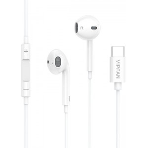 Vipfan Wired in-ear headphones VFAN M14, USB-C, 1.1m (white)