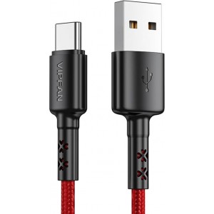 Vipfan USB to USB-C cable VFAN X02, 3A, 1.8m (red)