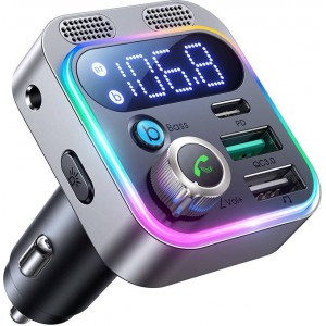 Joyroom FM transmitter for Joyroom JR-CL16, USB + USB-C, 48W (black)