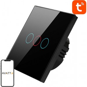 Avatto Smart Light Switch WiFi Avatto TS02-EU-B3 3 Way TUYA (black)