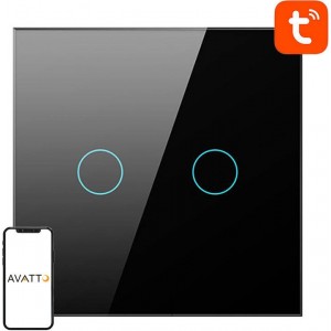 Avatto Smart Light Switch ZigBee Avatto LZTS02-EU-B2 2 Way No Neutral TUYA (black)