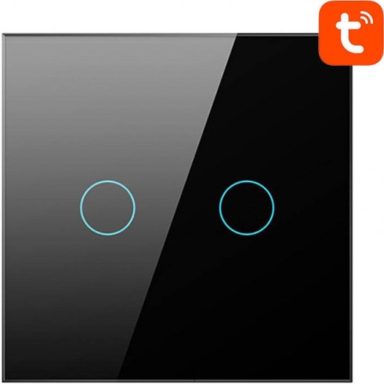 Avatto Smart Light Switch ZigBee Avatto LZTS02-EU-B2 2 Way No Neutral TUYA (black)