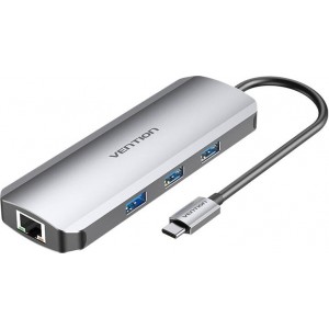 Vention USB-C Docking Station to HDMI, 3x USB3.0, RJ45, SD, TF, PD 0.15m Vention TOKHB (gray)