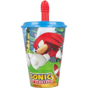 Stor Water Cup with Straw for Kids STOR 40530 430 ml Sonic the Hedgehoh (blue&red)