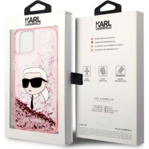 Karl Lagerfeld case for iPhone 14 Pro 6,1" KLHCP14LLNCHCP pink hardcase Liquid Glitter NFT Choupette Head