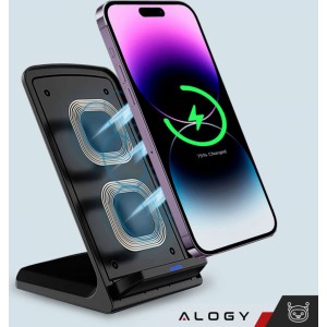 Alogy Qi Stand Charger induction wireless charger for phone stand charging station 15W Black