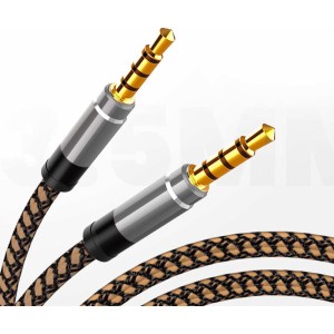 4Kom.pl Audio cable 2x Mini Jack - Jack 3.5mm long AUX cable Strong braid 1.5m Gold