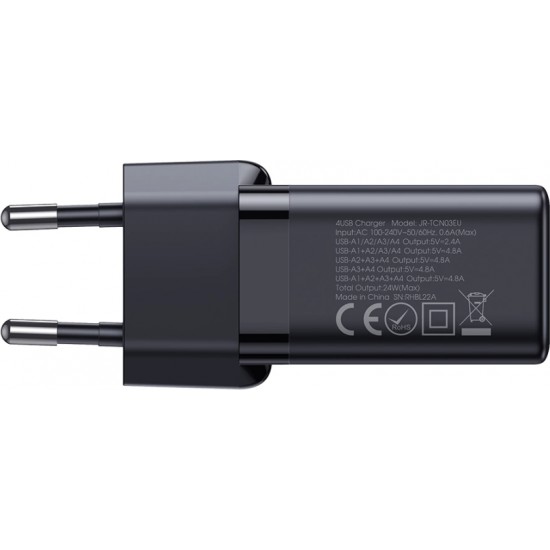 Joyroom JR-TCN03 4xUSB-A 24W 4.8A mains charger - black