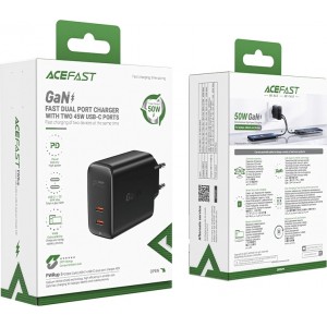 Acefast A29 PD50W GaN (USB-C + USB-C) dual port charger black