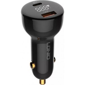 Ldnio C101 car charger, USB-C, 100W USB-C to Lightning cable (black)