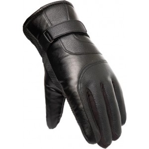 Hurtel Men's insulated PU leather phone gloves - black