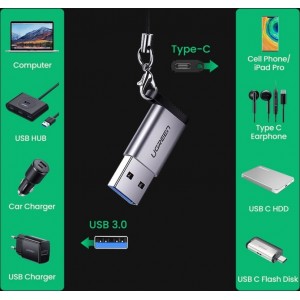 Ugreen USB C (female) - USB (male) adapter Ugreen US276 USB 5Gb/s - gray