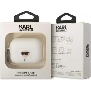 Karl Lagerfeld Protective case for headphones Karl Lagerfeld KLAP2RUNIKH for Apple AirPods Pro 2 cover white/white Silicone Karl Head 3D