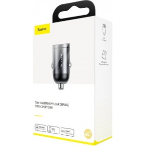 Baseus Tiny Star PPS mini smart car charger USB Type C 30W Quick Charge 3.0 PD 3.0 gray (VCHX-B0G)