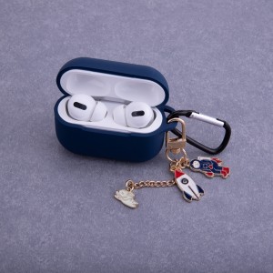 Case for Airpods 4 dark blue with pendant