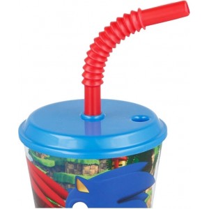 Stor Water Cup with Straw for Kids STOR 40530 430 ml Sonic the Hedgehoh (blue&red)