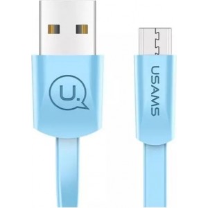 4Kom.pl USAMS U2 microUSB flat cable 1.2m blue