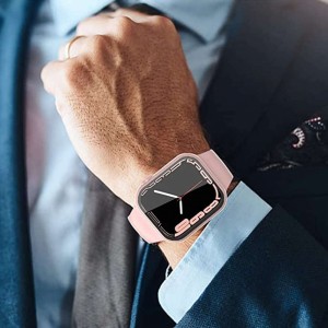 Alogy 2in1 case with glass overlay for Apple Watch 7 45mm Pink