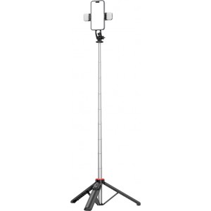 Hurtel Selfie stick WC13YDS telescopic tripod 1.3m with double lamp and phone holder - black