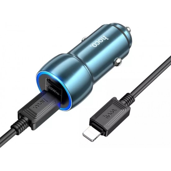 Hoco Car Charger 2 x Type C Cable Type C to Lightning PD QC3.0 3A 40W Z48 Blue