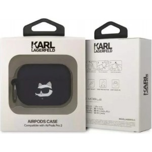 Karl Lagerfeld Protective case for headphones Karl Lagerfeld KLAP2RUNCHK for Apple AirPods Pro 2 cover black/black Silicone Choupette Head 3D