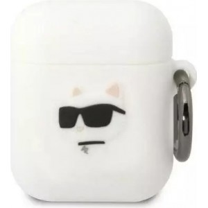 Karl Lagerfeld Protective case for headphones Karl Lagerfeld KLA2RUNCHH for Apple AirPods 1/2 cover white/white Silicone Choupette Head 3D