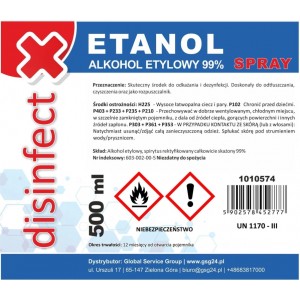 Gsg24 ETHANOL - Ethyl alcohol denatured DISINFECT 99% spray 500ml