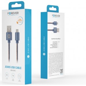 Forever Jeans cable USB - USB-C 1,0 m 2A blue