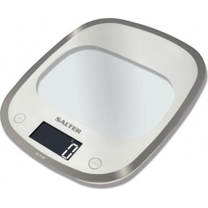 Salter 1050 WHDR White Curve Glass Electronic Digital Kitchen Scales