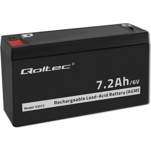 Qoltec AGM battery | 6V | 7.2 Ah | Maintenance-free | Efficient| LongLife | for toys, vehicles