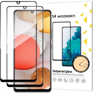 Wozinsky 2x Tempered Glass Full Glue Super Tough Screen Protector Full Coveraged with Frame Case Friendly for Samsung Galaxy A42 5G black