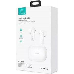 Usams Bluetooth 5.0 Headphones USAMSTWS SM series wireless white/white BHUSM01 (US-SM001)