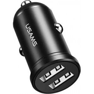 Usams Car charger 2xUSB 2.4A Mini black/black CC114TC01 (US-CC114)