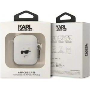 Karl Lagerfeld Protective case for headphones Karl Lagerfeld KLA2RUNCHH for Apple AirPods 1/2 cover white/white Silicone Choupette Head 3D