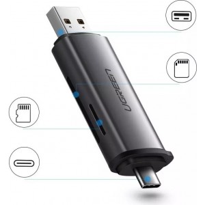 Ugreen SD / micro SD card reader for USB 3.0 / USB Type C 3.0 gray (50706)