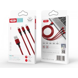 XO cable NB173 3in1 USB - Lightning + USB-C + microUSB 1,2 m 2,4A red