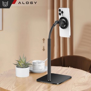 Alogy Phone holder stand for Mag Safe magnetic desk Telescopic tripod for phone steel ABS Alogy Black