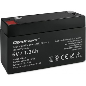 Qoltec AGM battery | 6V | 1.3Ah | Maintenance-free | Efficient| LongLife | for UPS, scale, cash register