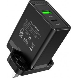 Vention USB-A, USB-C Wall Charger Vention FBBB0-UK 18W/20W UK Black