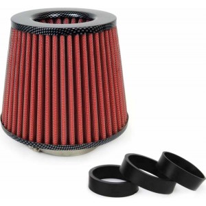 Amio Car Air Conical Filter red/carbon, universal, 3 mouting adapters AMIO-01713