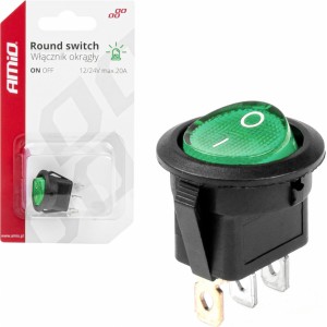 Amio Round switch with Green Light 12/24V 20A ON/OFF