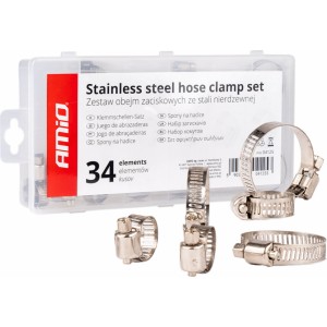 Amio Stainless steel screw clamps set 34pcs AMIO-04125