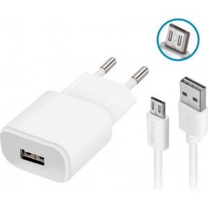 Forever TC-01 charger 1x USB 2A white + microUSB cable