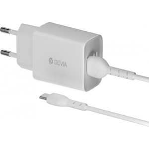 Devia wall charger Smart 2x USB 2,4A white + USB-C cable