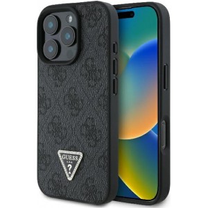 Guess case for iPhone 16 Pro 6,3" GUHCP16LP4TDPK Leather 4G Triangle Strass black MagSafe