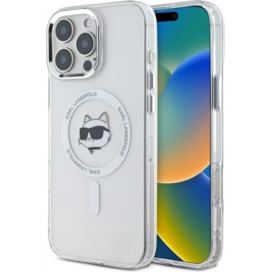 Karl Lagerfeld case for iPhone 16 Pro Max 6,9" KLHMP16XHLSCHH white Hard IML Metal Choupette Head MagSafe